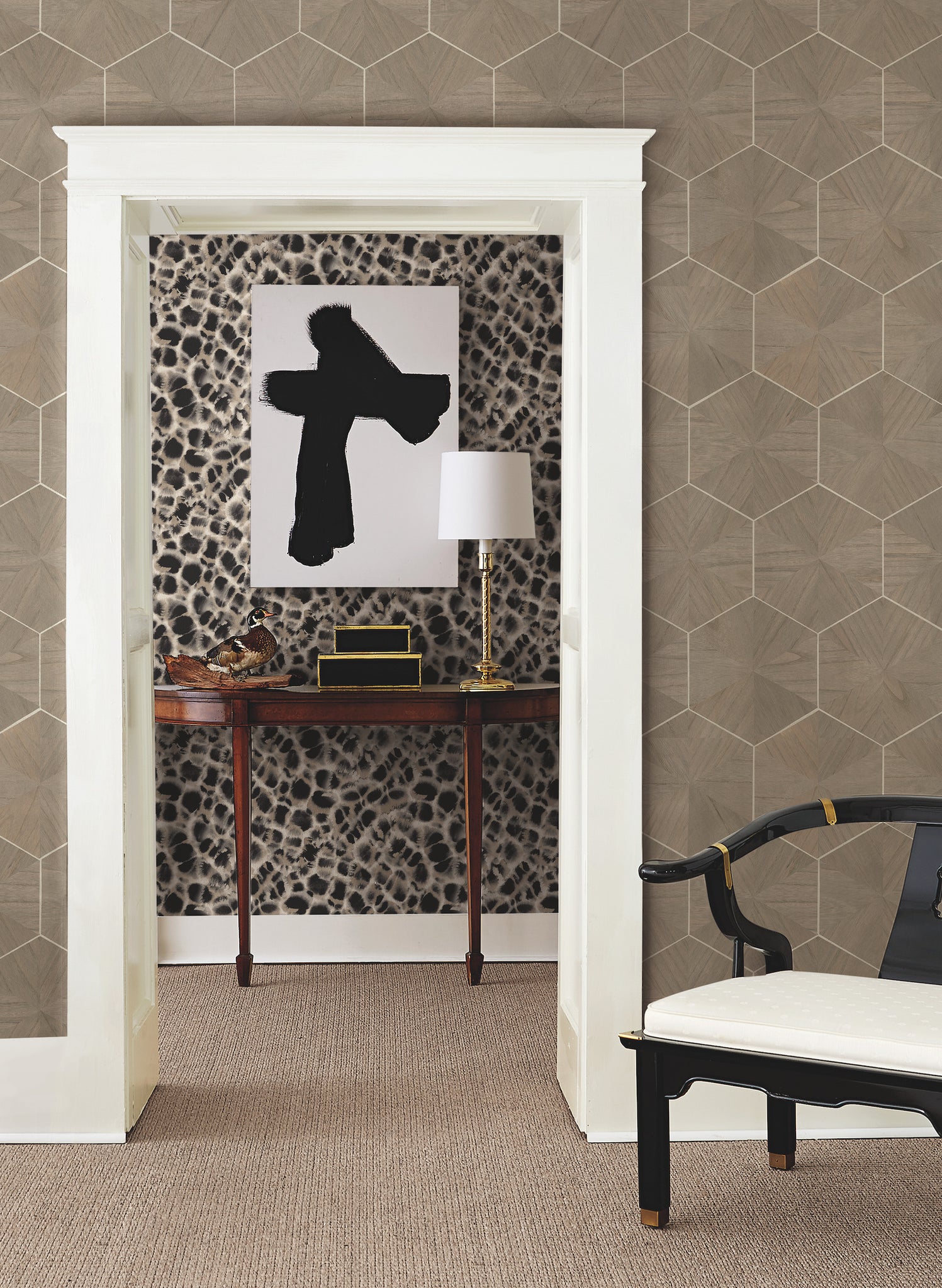 York Wallcoverings HO2162 Leopard Rosettes Natural Wallpaper