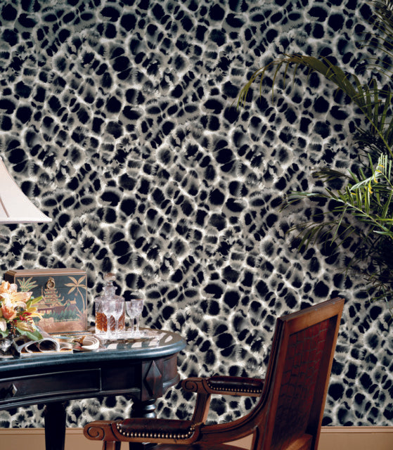 York Wallcoverings HO2164 Leopard Rosettes Black Wallpaper
