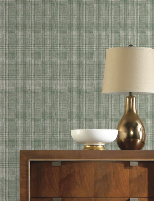 York Wallcoverings HO2166 Shirting Plaid Green Wallpaper