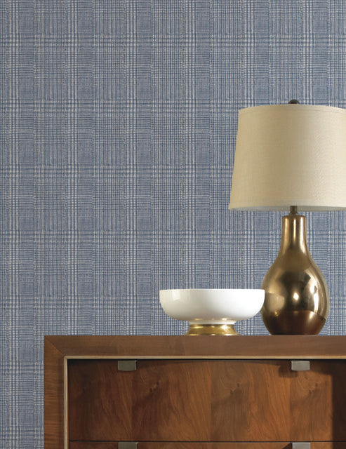 York Wallcoverings HO2167 Shirting Plaid Blue Wallpaper