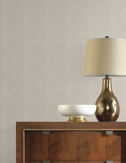 York Wallcoverings HO2169 Shirting Plaid Beige Wallpaper