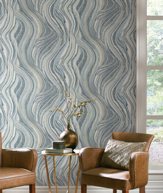 York Wallcoverings HO2173 Streaming Cheetah Blue Wallpaper