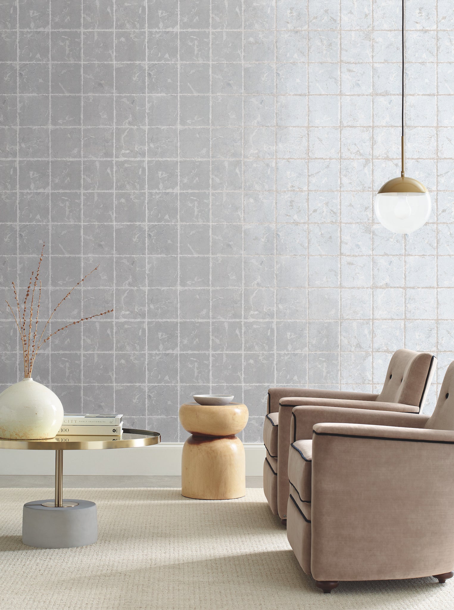 York Wallcoverings KT2103 Metal Leaf Squares Silver Wallpaper