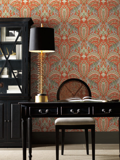 York Wallcoverings KT2201 Jungle Leopard Orange Wallpaper