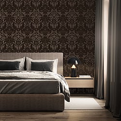 Galerie Wallcoverings LB25168 Damask Sauvage Bronze Brown Wallpaper