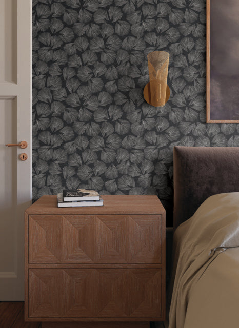 York Wallcoverings LM5351 Elora Leaf Black Wallpaper