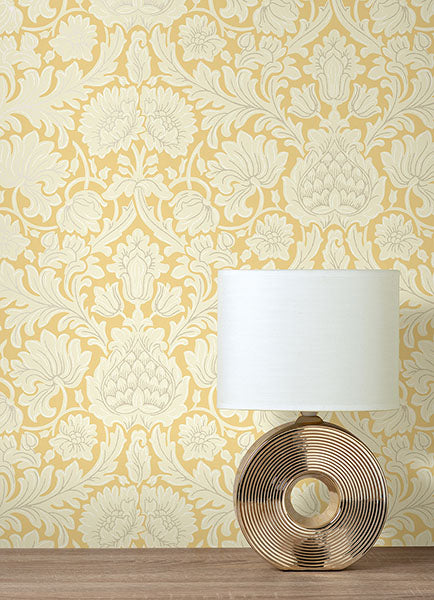 Brewster Home Fashions M1682 Bamburg Floral Mustard Wallpaper