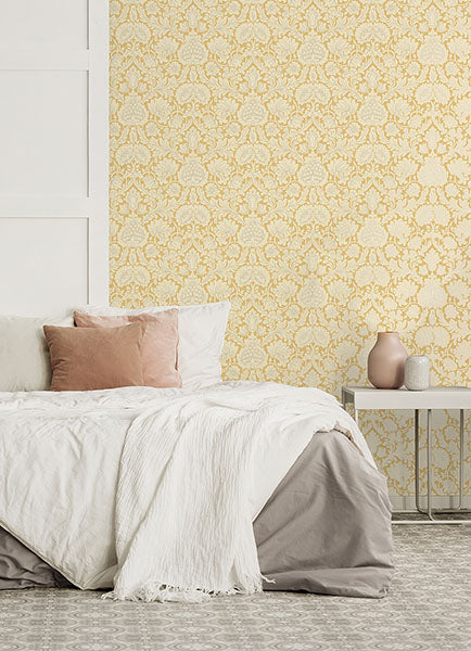 Brewster Home Fashions M1682 Bamburg Floral Mustard Wallpaper