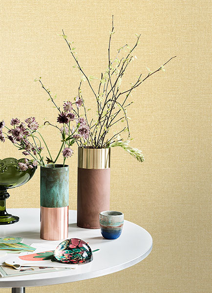 Brewster home Fashions M1698 Glen Mustard Linen Wallpaper