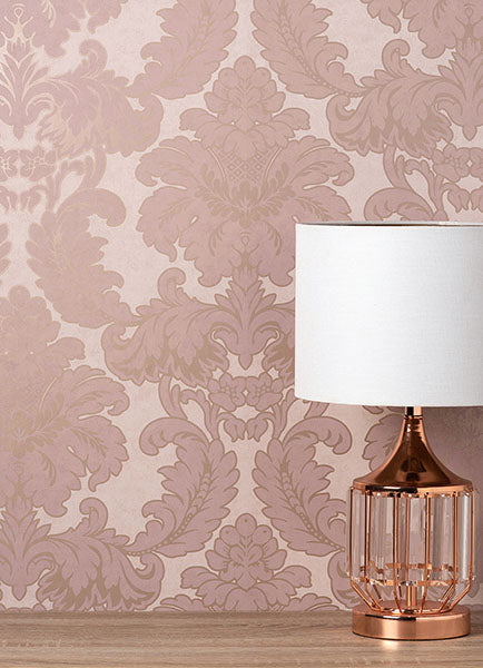 Brewster home Fashions M1706 Windsor Pink Damask Wallpaper