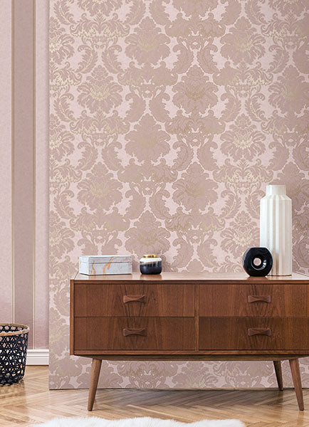 Brewster home Fashions M1706 Windsor Pink Damask Wallpaper