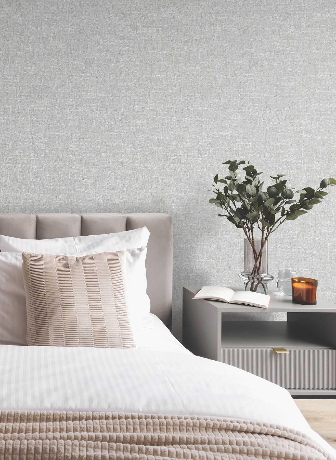 York Wallcoverings MA34911 Highland Tweed Grey Faux Fabric Wallpaper