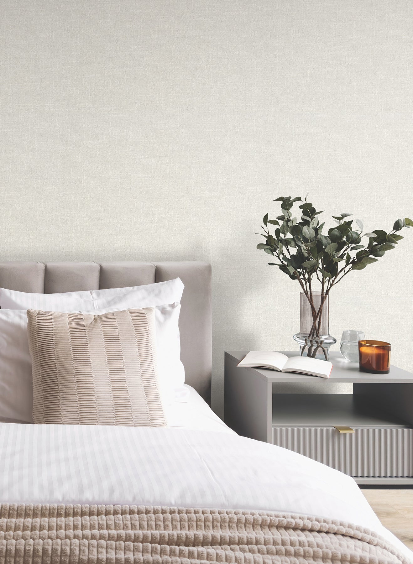 York Wallcoverings MA34913 Highland Tweed Dove Faux Fabric Wallpaper