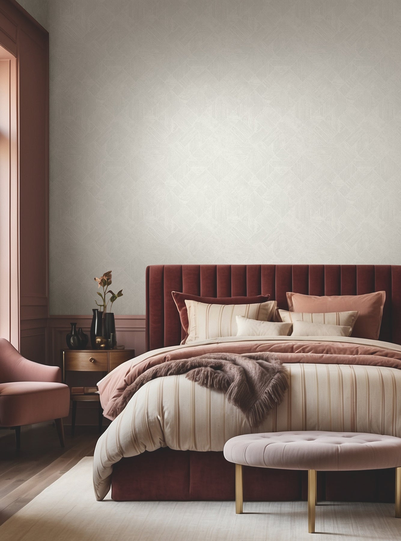 York Wallcoverings MA35508 Marquetry White Tile Wallpaper