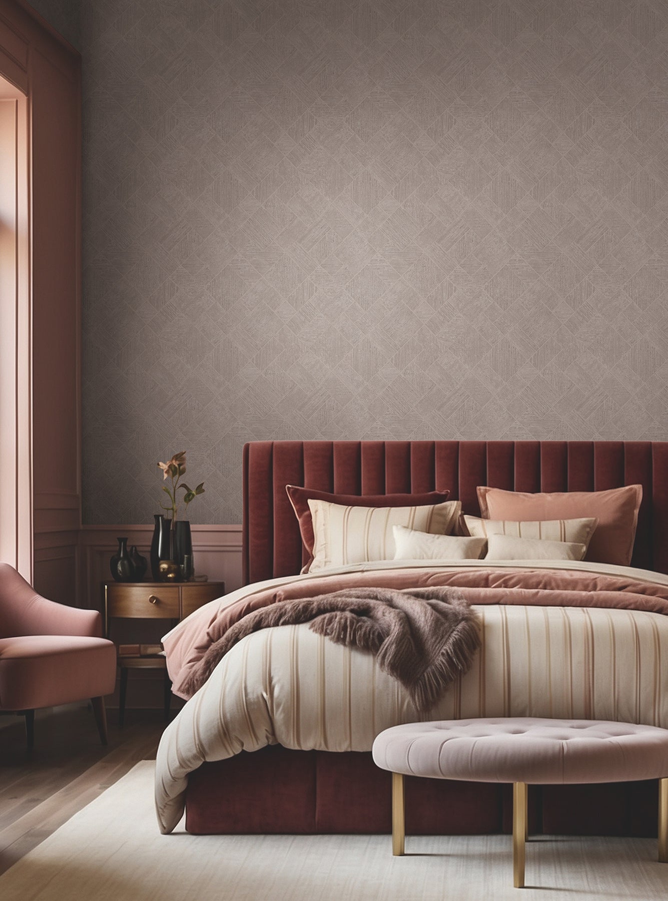 York Wallcoverings MA35510 Marquetry Grey Tile Wallpaper