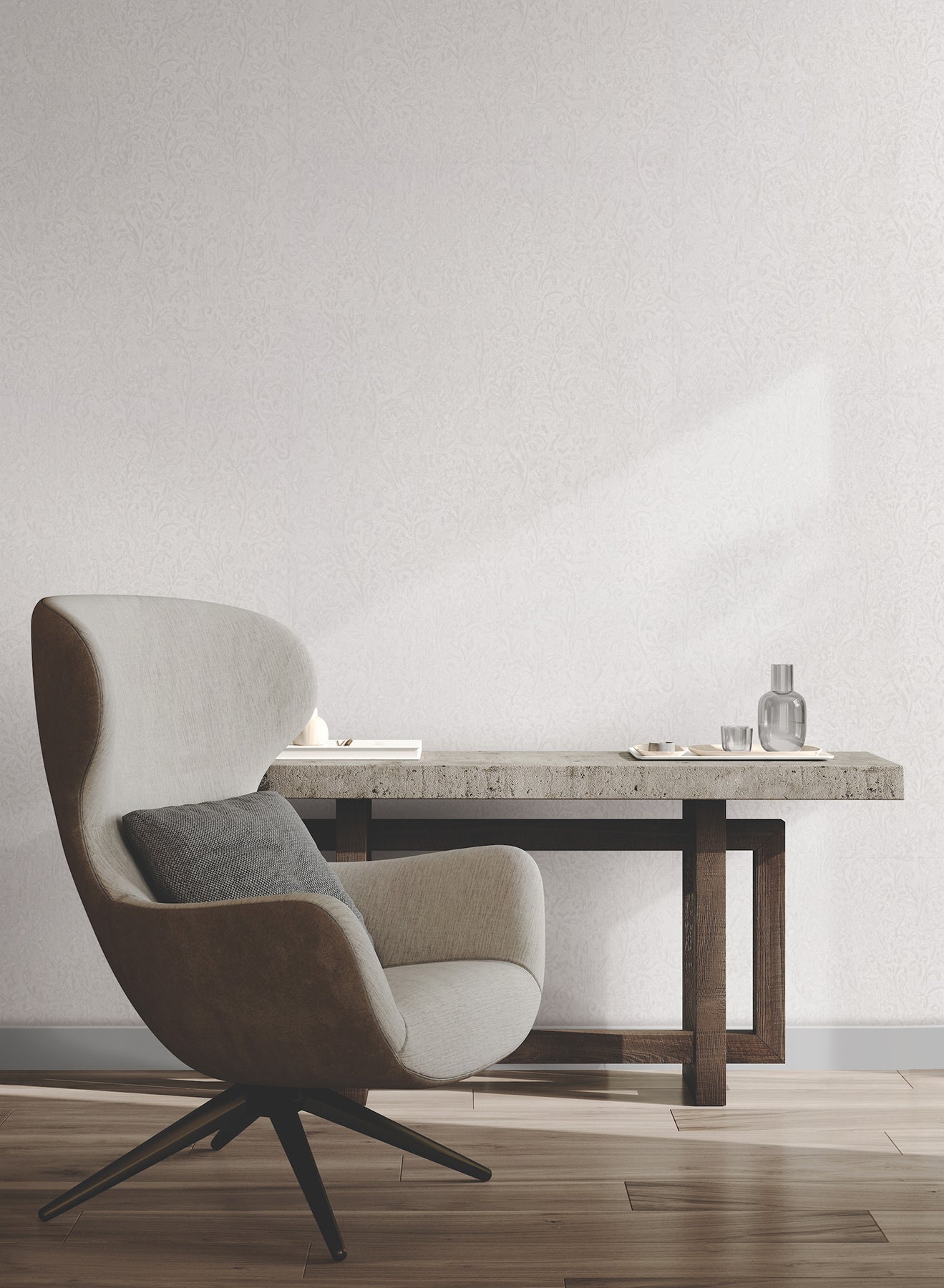 York Wallcoverings MA35530 Sculpted Floral Pearl Relief Wallpaper