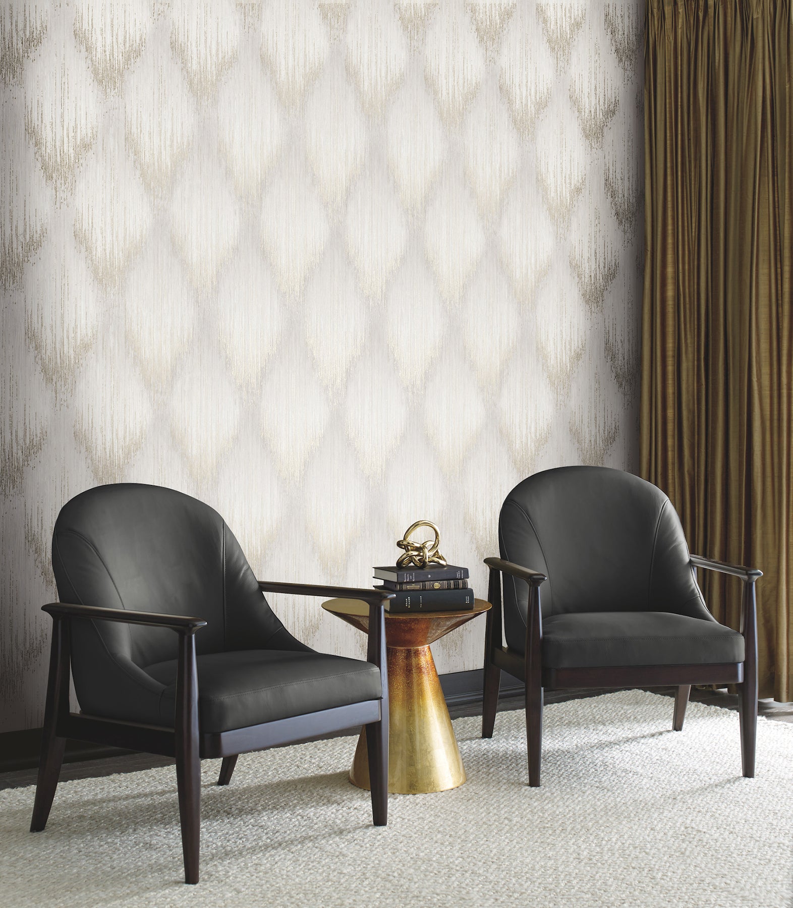 York Wallcoverings MA35801 Starfall Dove Metallic Ikat Wallpaper