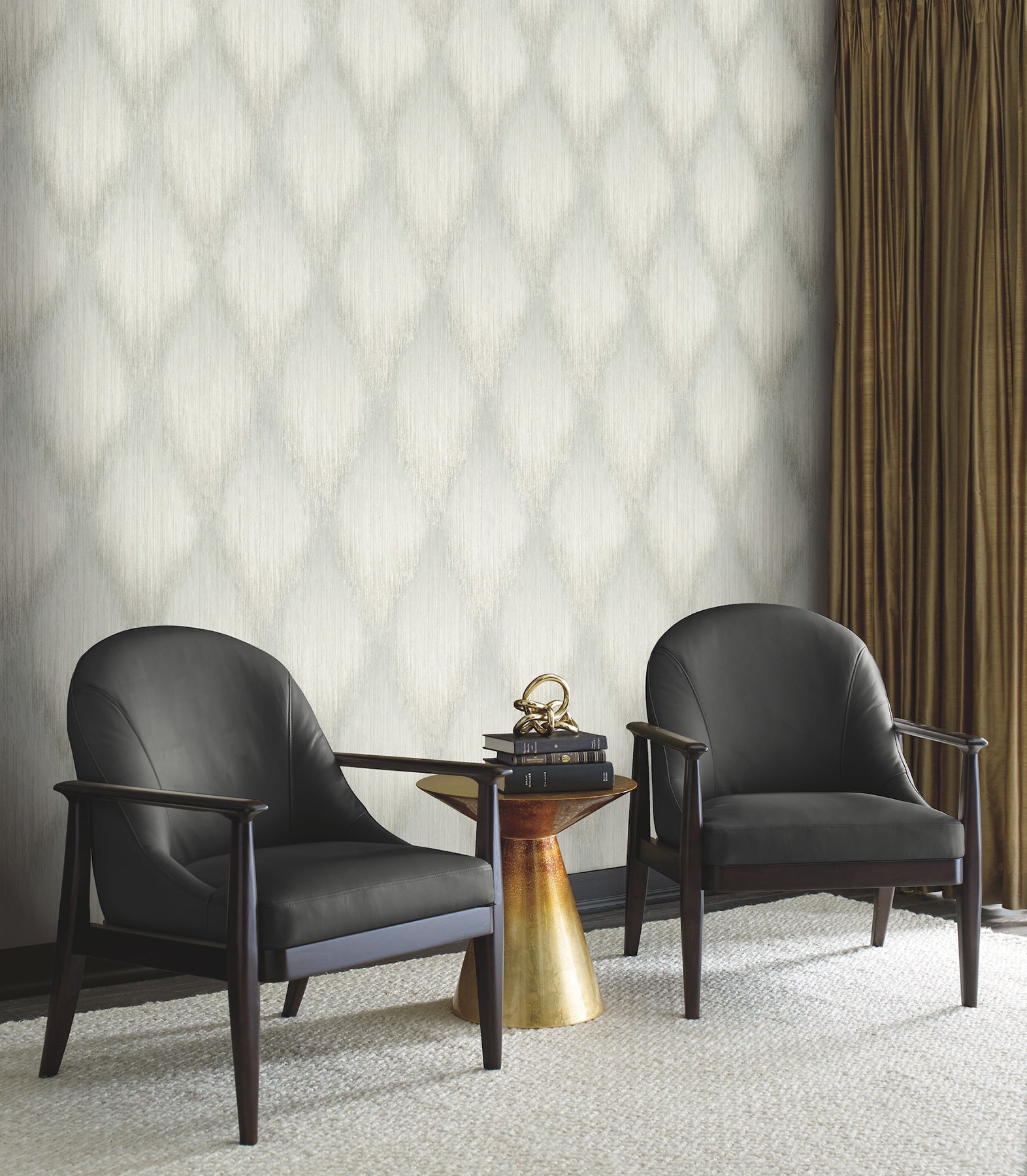 York Wallcoverings MA35803 Starfall Sage Metallic Ikat Wallpaper