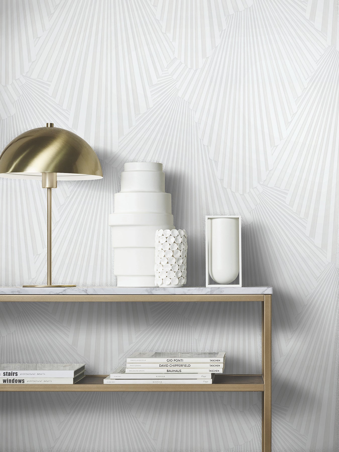 York Wallcoverings MA35845 Lumiere White Deco Geo Wallpaper