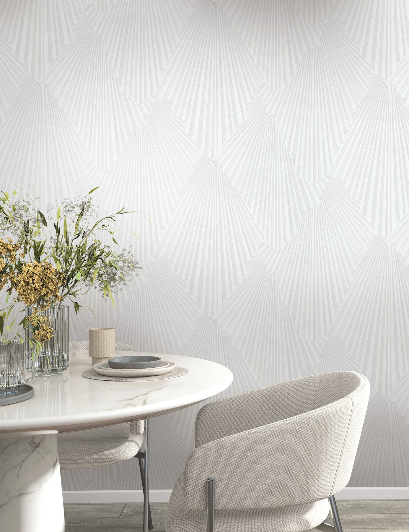 York Wallcoverings MA35845 Lumiere White Deco Geo Wallpaper