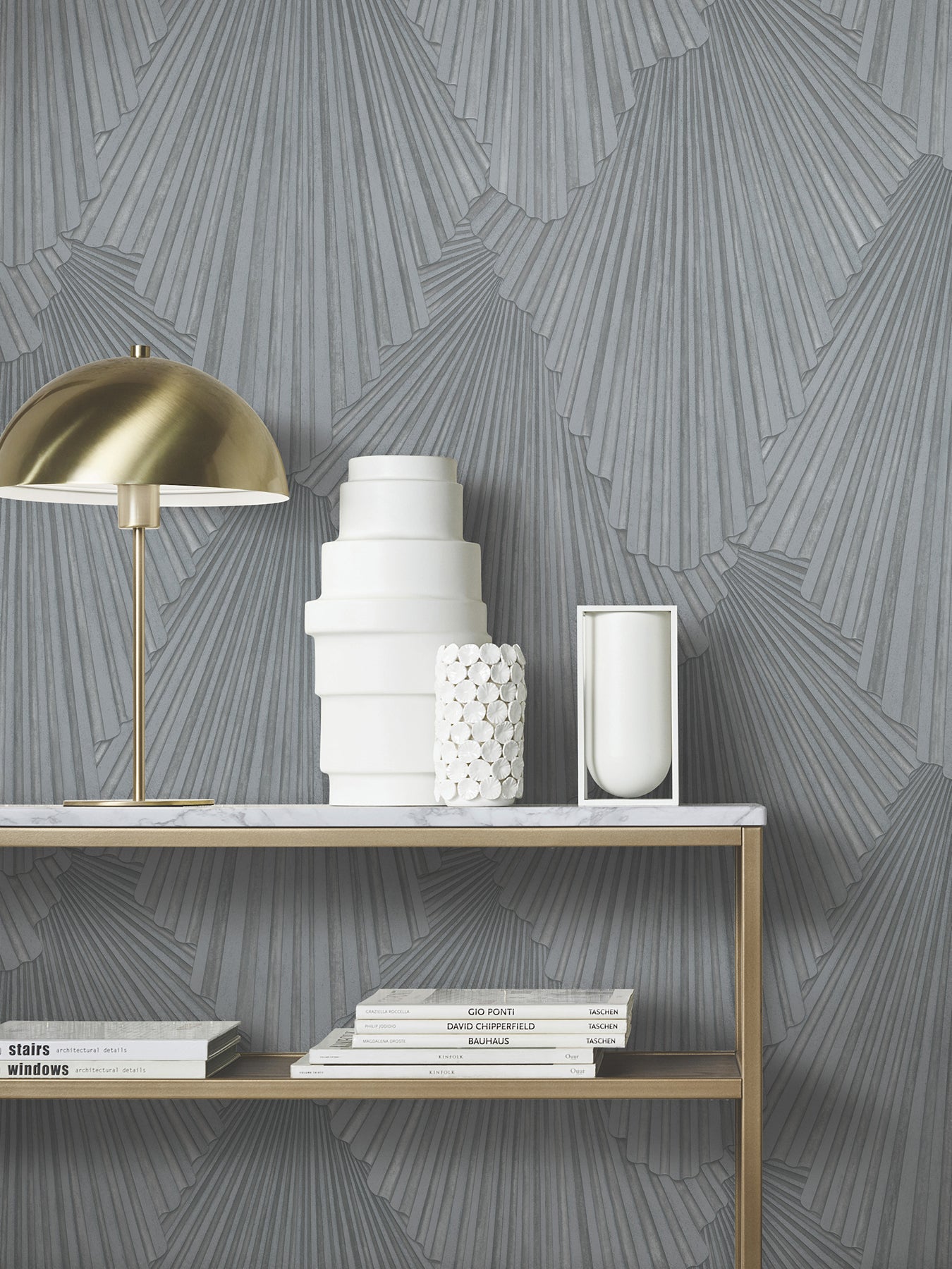 York Wallcoverings MA35849 Lumiere Pewter Deco Geo Wallpaper