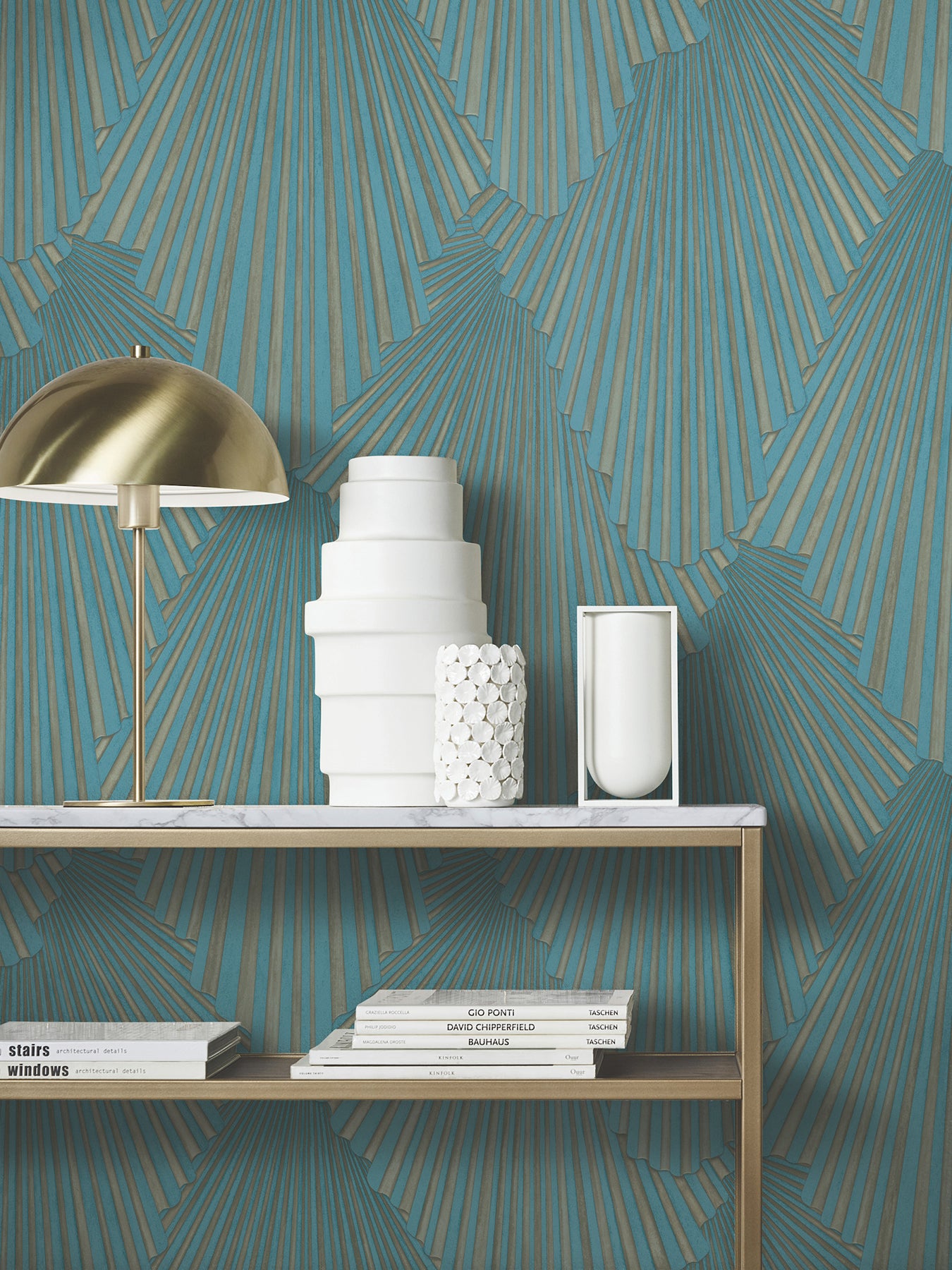 York Wallcoverings MA35850 Lumiere Teal Deco Geo Wallpaper