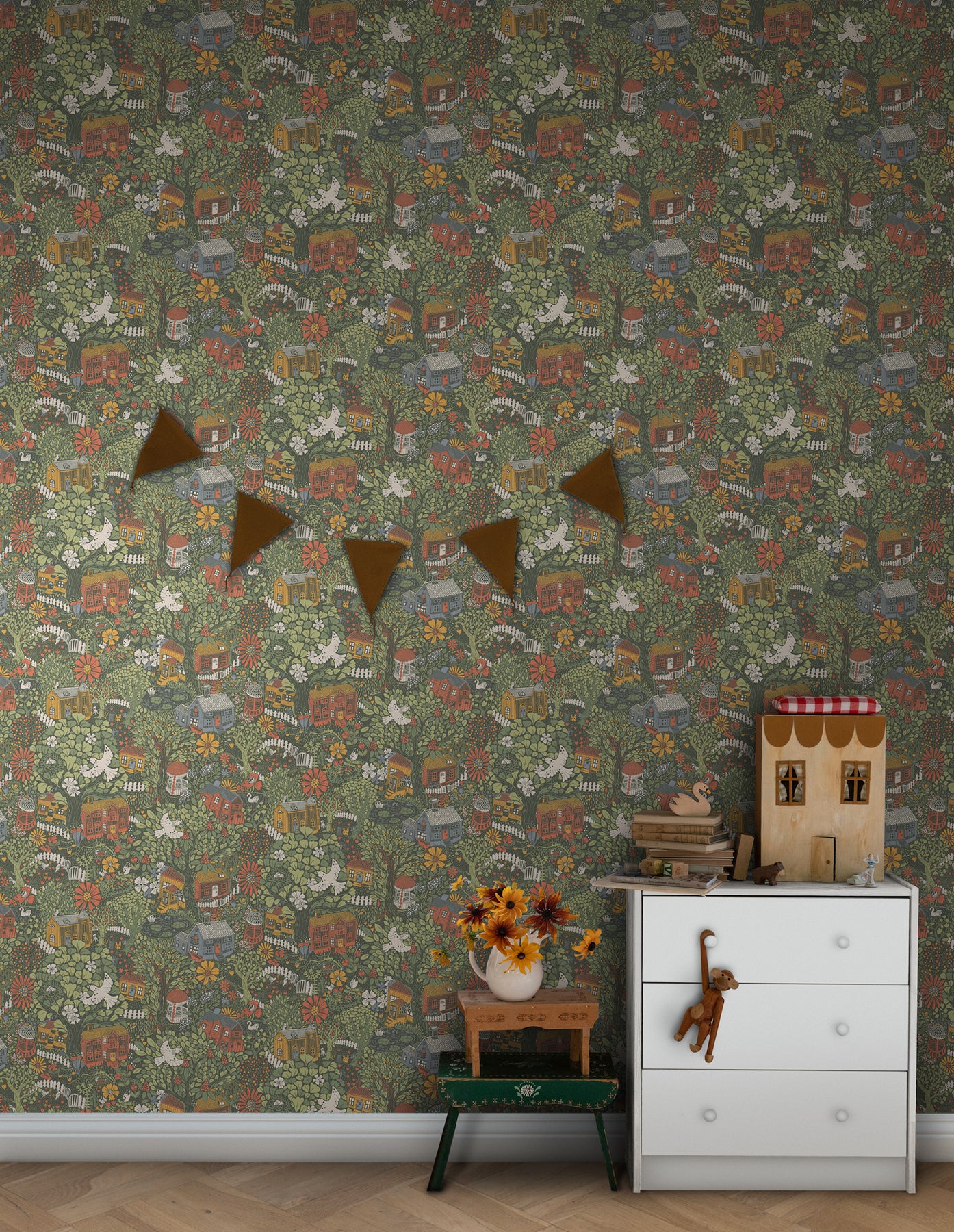 York Wallcoverings MB63003 Bygga Bo Dark Green Wallpaper