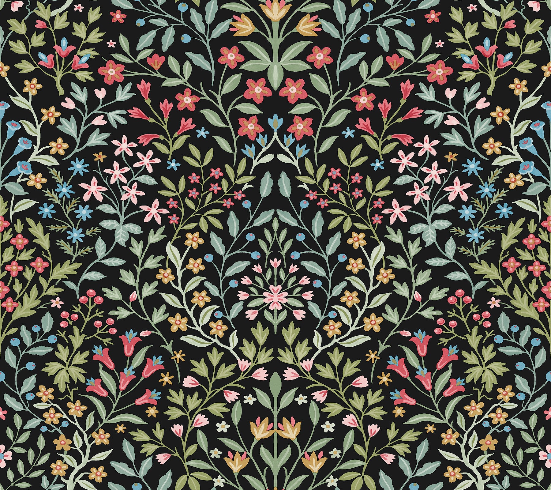 York Wallcoverings MF4721 Garden Black & Multicolor Terrace Wallpaper