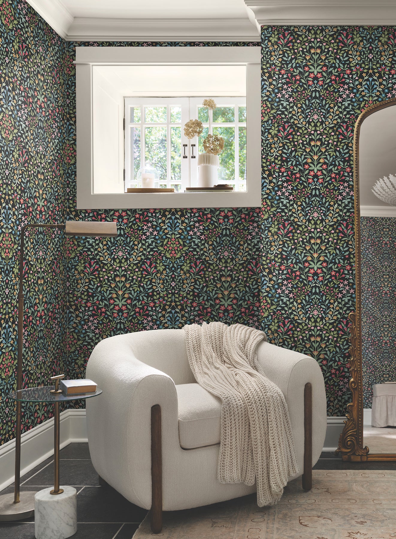 York Wallcoverings MF4721 Garden Black & Multicolor Terrace Wallpaper