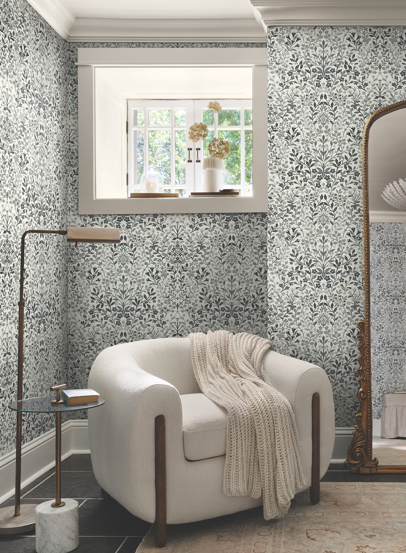 York Wallcoverings MF4724 Garden White & Black Terrace Wallpaper