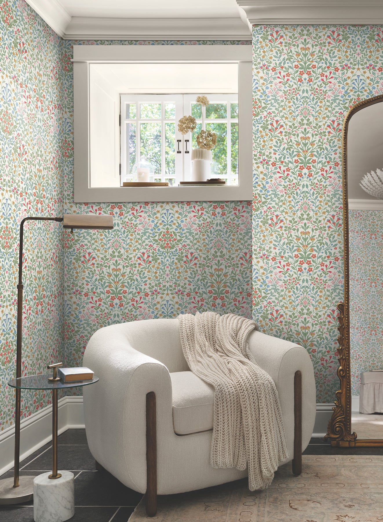 York Wallcoverings MF4726 Garden White & Multicolor Terrace Wallpaper