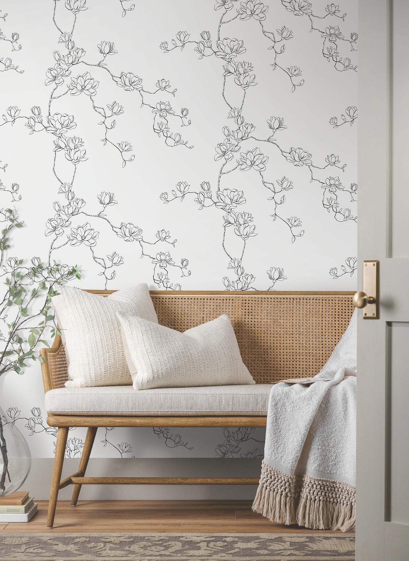 York Wallcoverings MF4731 Magnolia Black Branches Wallpaper