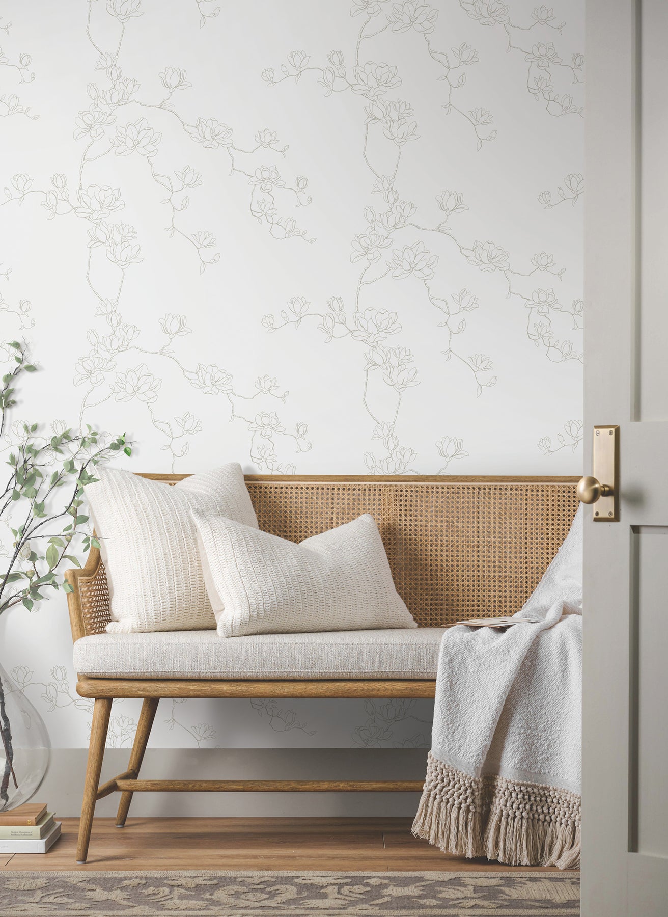 York Wallcoverings MF4732 Magnolia Beige Branches Wallpaper