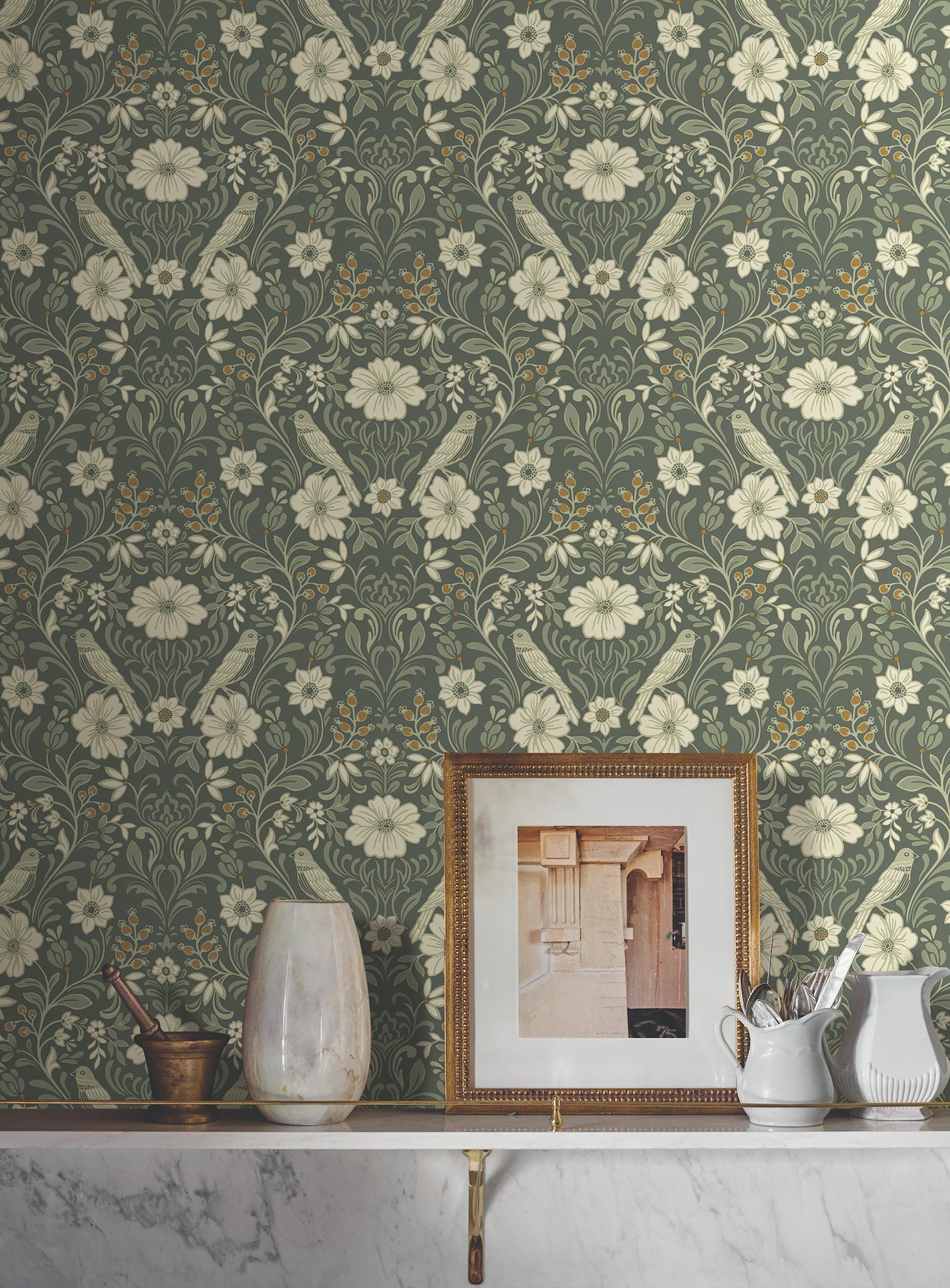 York Wallcoverings MF4741 Colette Olive Wallpaper