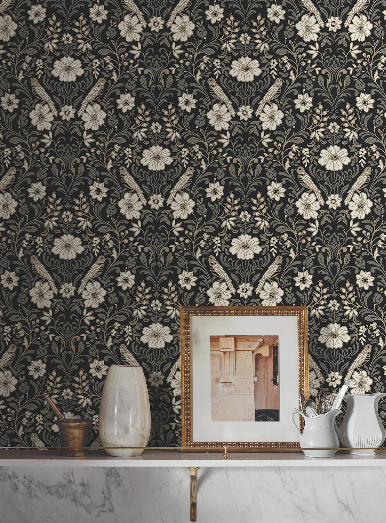 York Wallcoverings MF4742 Colette Black Wallpaper