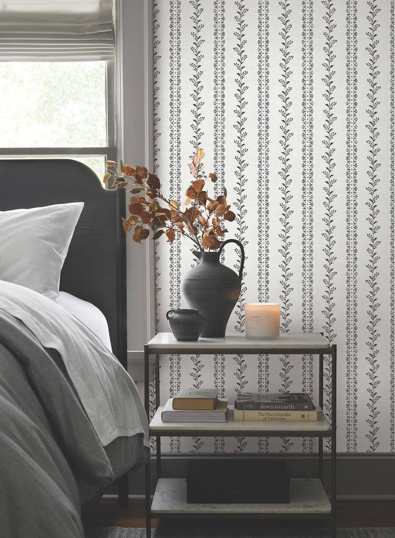 York Wallcoverings MF4761 Everleigh White & Black Wallpaper