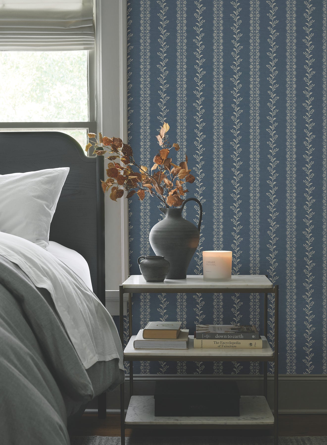 York Wallcoverings MF4766 Everleigh Navy Wallpaper