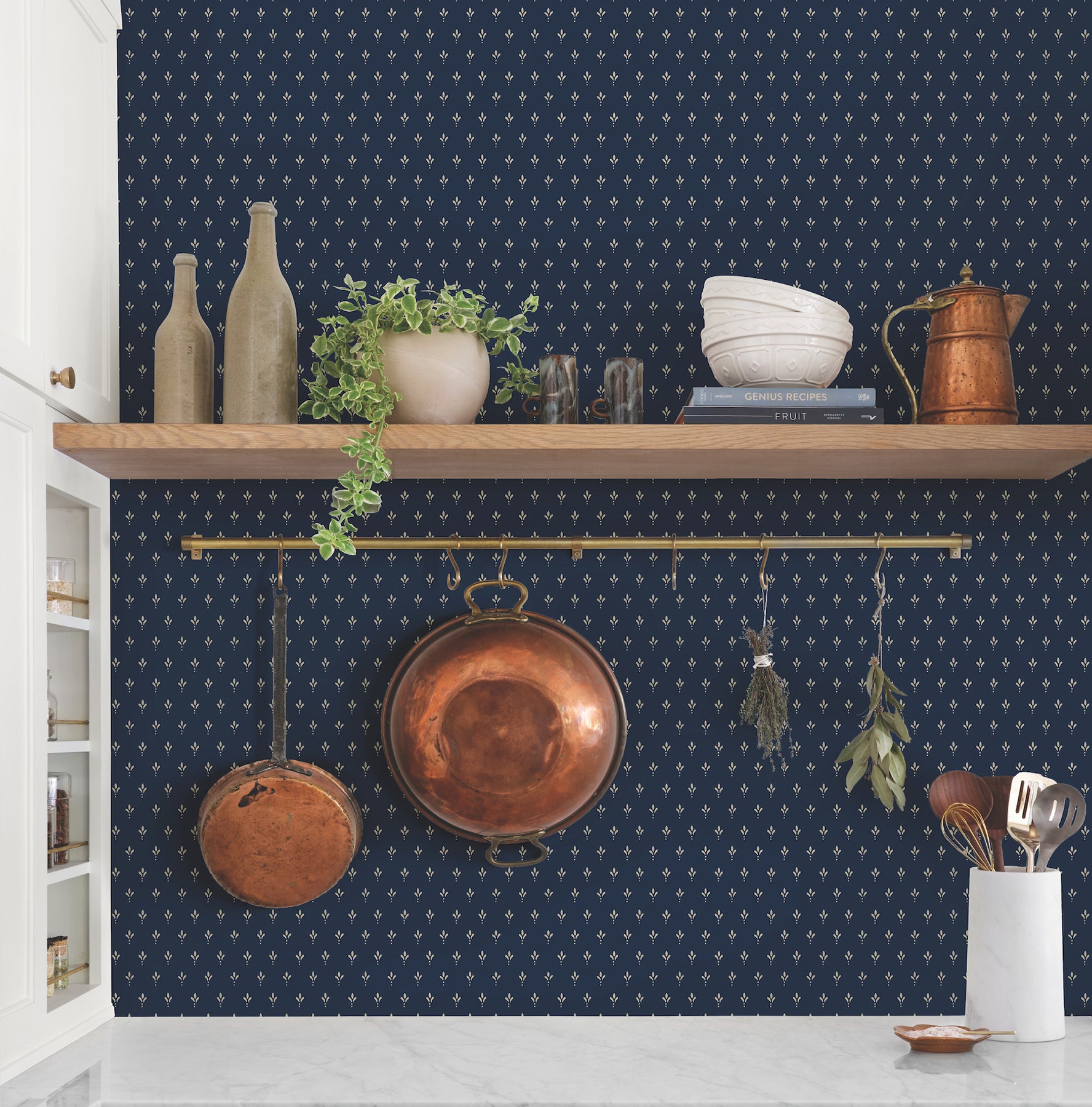 York Wallcoverings MF4776 Charm Navy Wallpaper