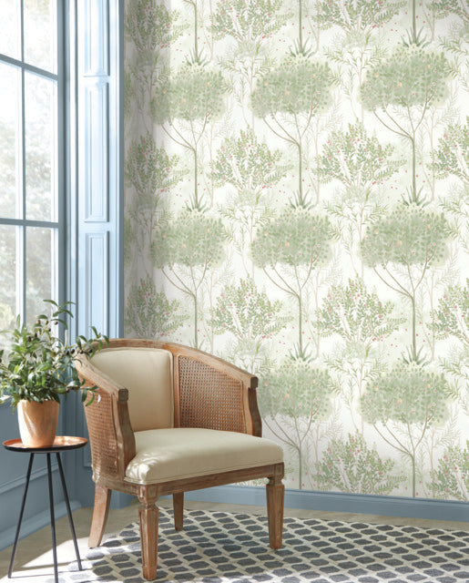 York Wallcoverings MN1822 Orchard White/Green Wallpaper