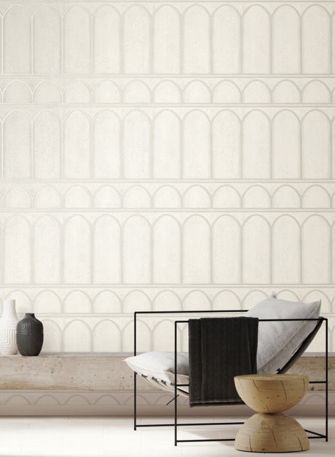 York Wallcoverings MN1830 Arches White/Pearl Wallpaper