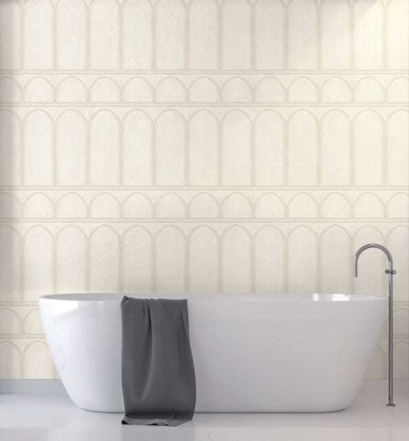 York Wallcoverings MN1830 Arches White/Pearl Wallpaper