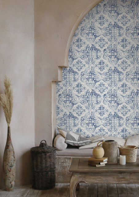 York Wallcoverings MN1891 Quartet White/Blue Wallpaper