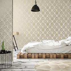Galerie Wallcoverings MT2020 Modern Damask Gold Wallpaper
