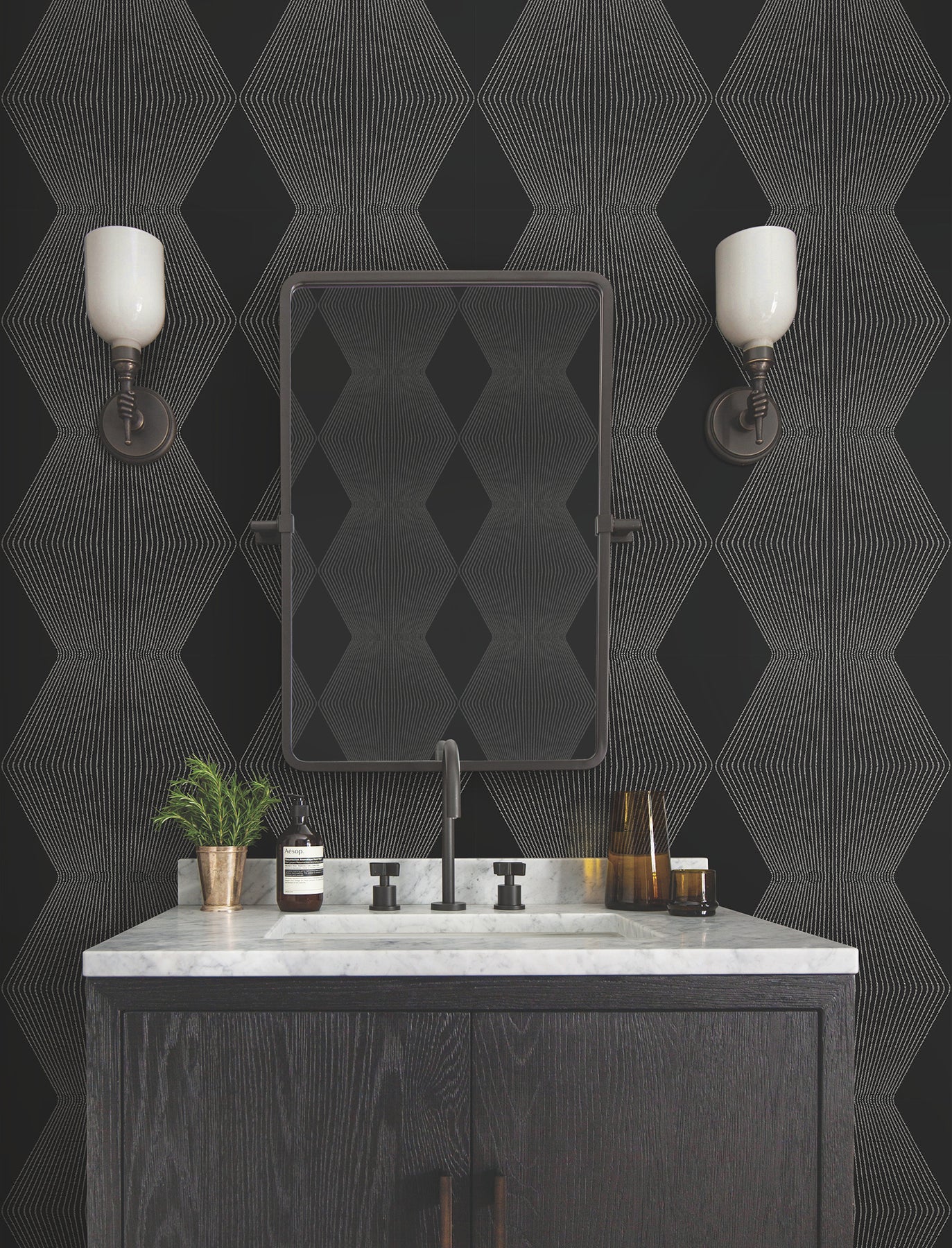 York Wallcoverings MX9631 Diamond Legacy Black Wallpaper