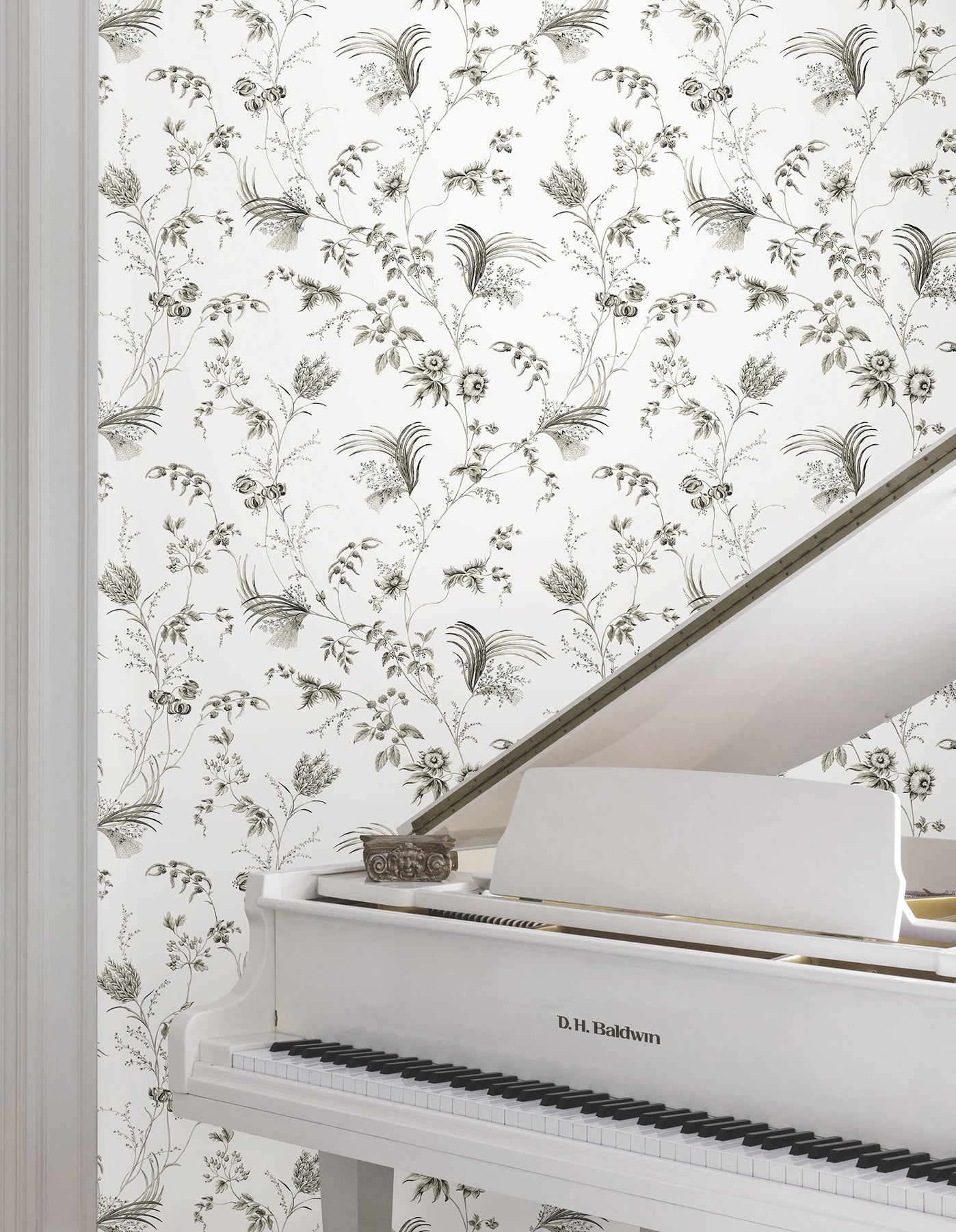 York Wallcoverings MX9682 Floral Lace Black Wallpaper
