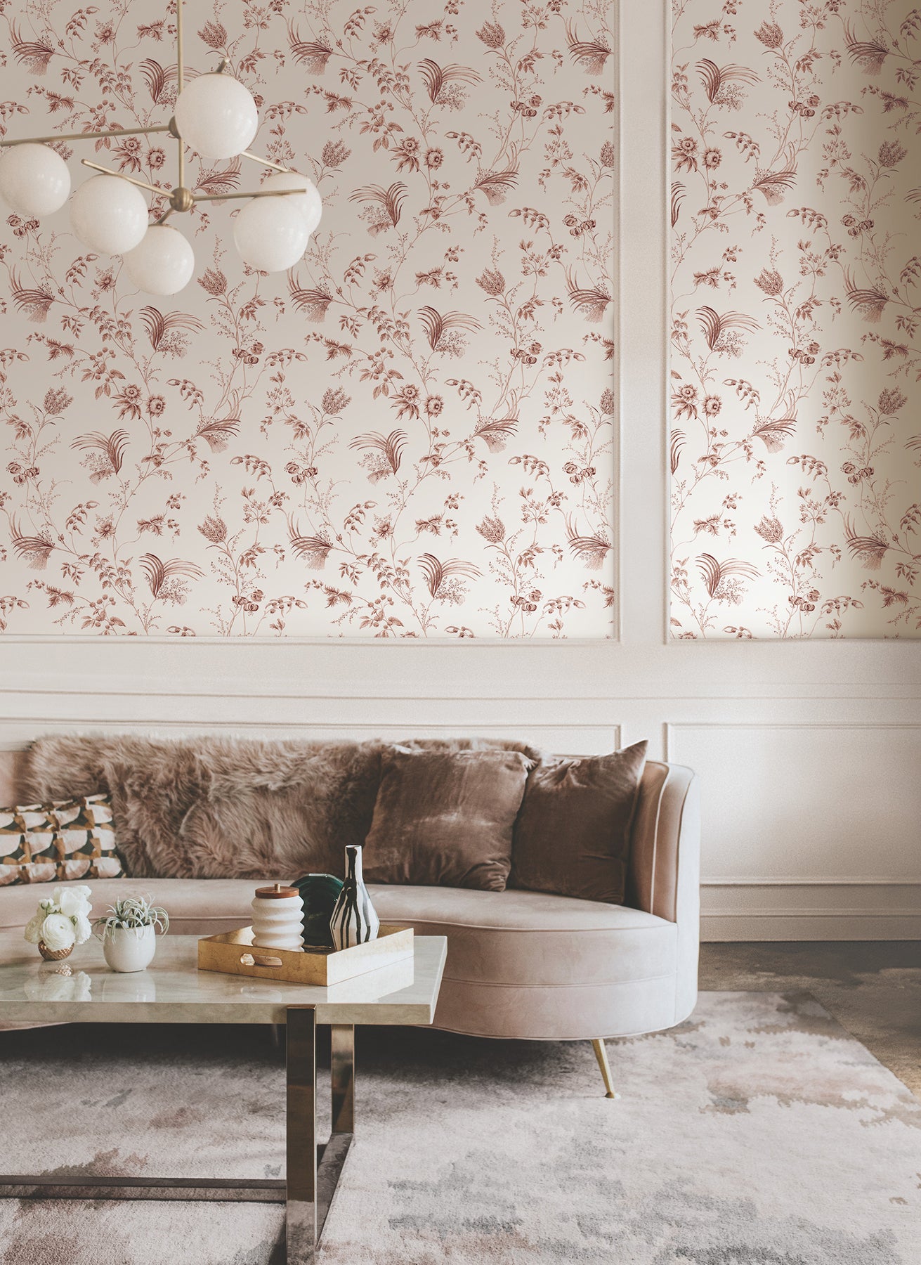 York Wallcoverings MX9684 Floral Lace Orange Wallpaper
