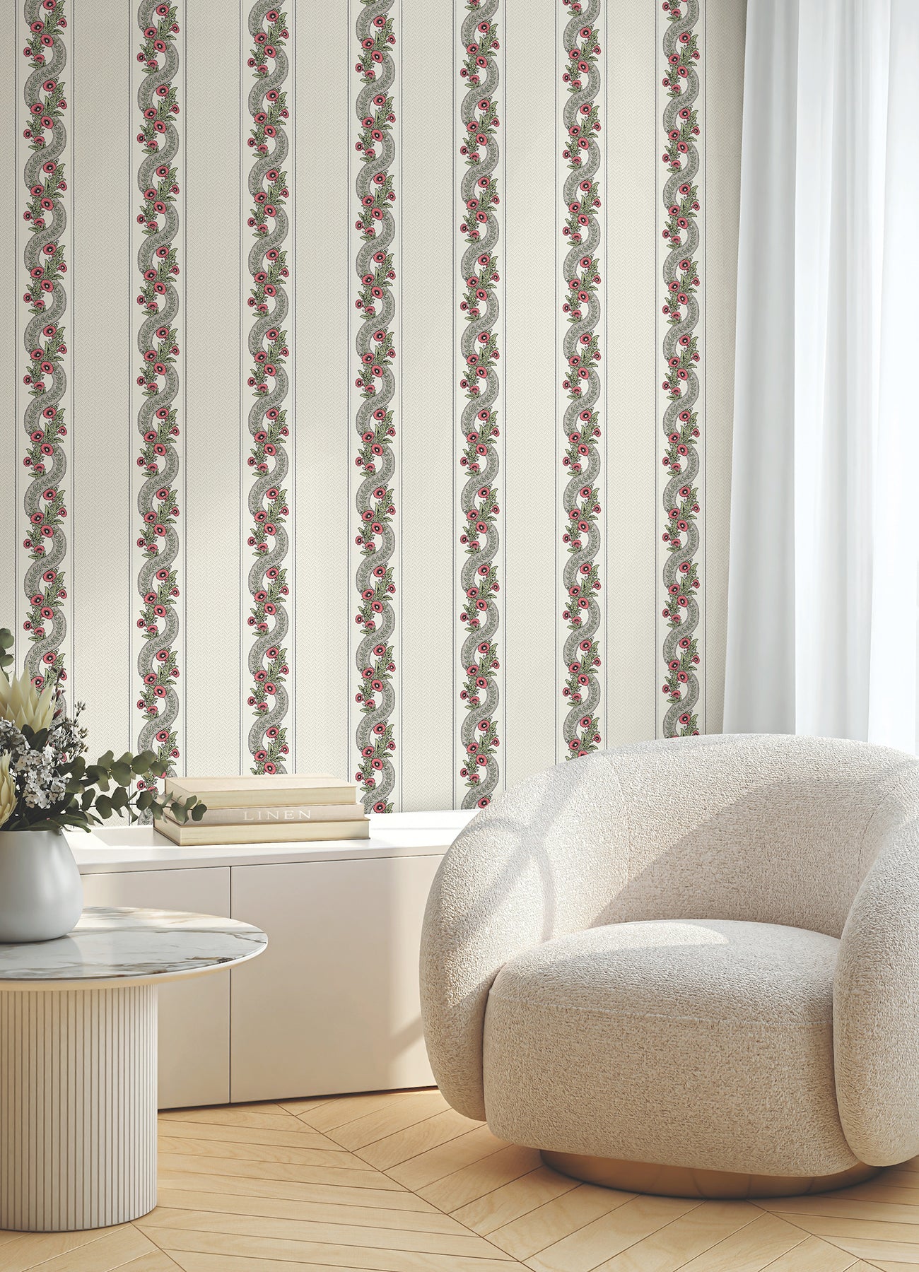 York Wallcoverings MX9693 Abbey's Garland Red Wallpaper