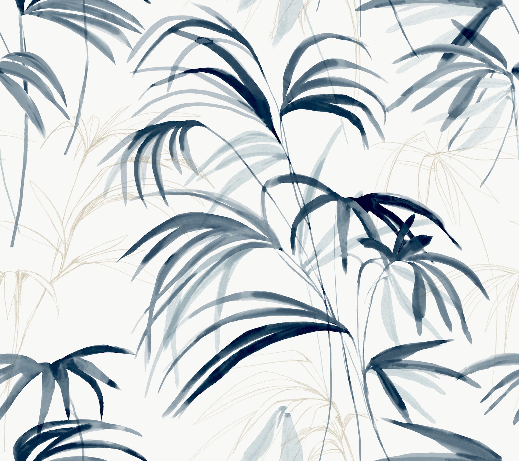 York Wallcoverings NT6122 Inky Palms Blue Wallpaper