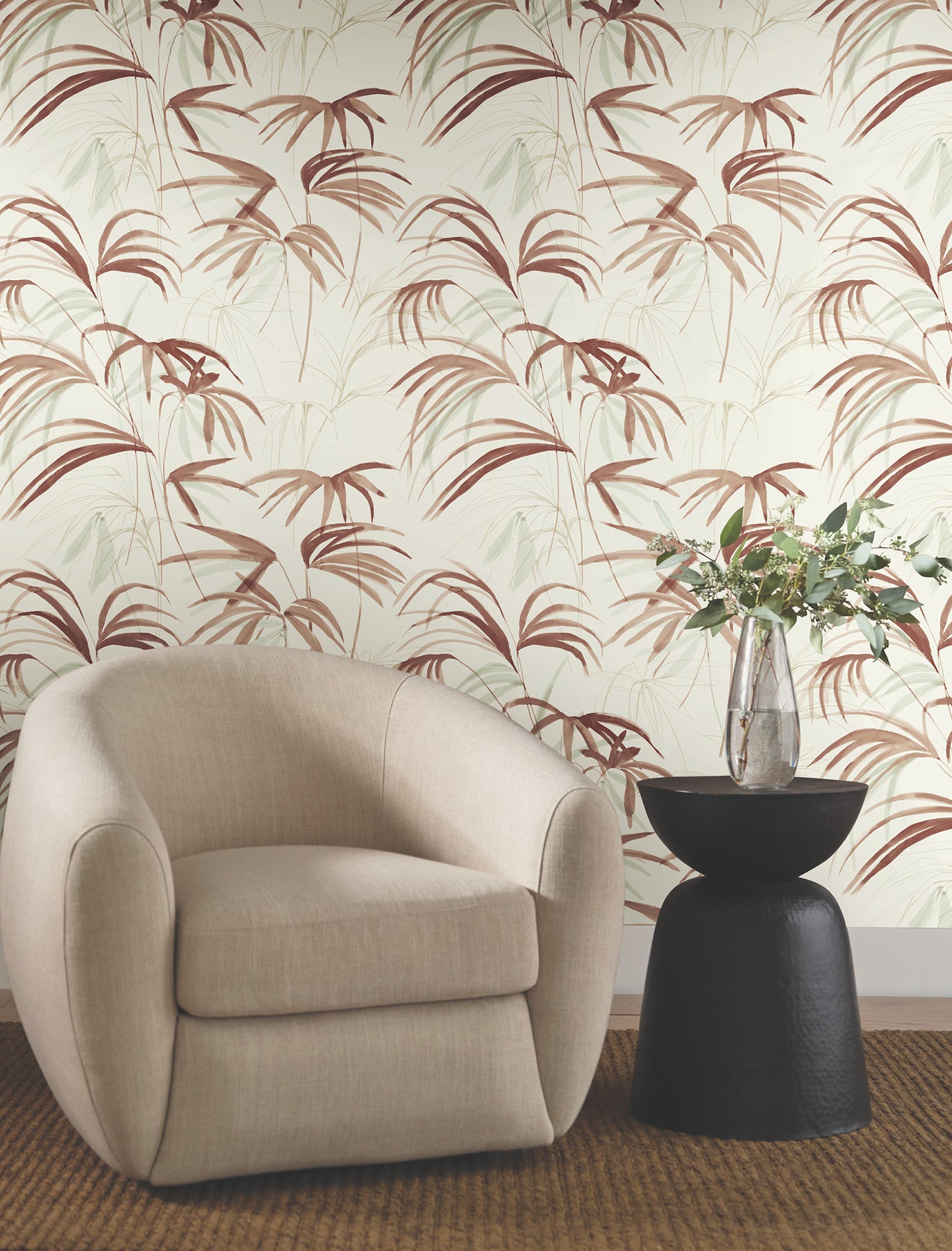 York Wallcoverings NT6124 Inky Palms Orange Wallpaper