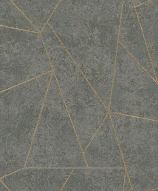 York Wallcoverings NW3502 Dark Grey & Gold Nazca Wallpaper